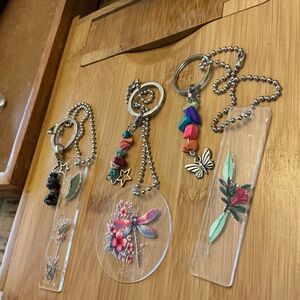 Set of 3 handmade rearview mirror hangars.  Chain is 10”